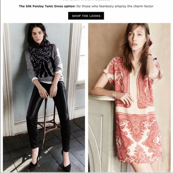 NWOT Madewell Silk Paisley Tunic Dress Red/White - Size 8 - Picture 1 of 4